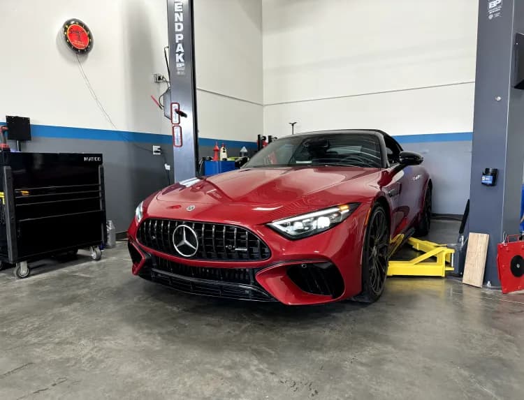 Red Mercedes-AMG SL roadster